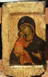 Vladimir Madonna a dítě, ruská ikona, Moskevská škola (tempera na panelu)
